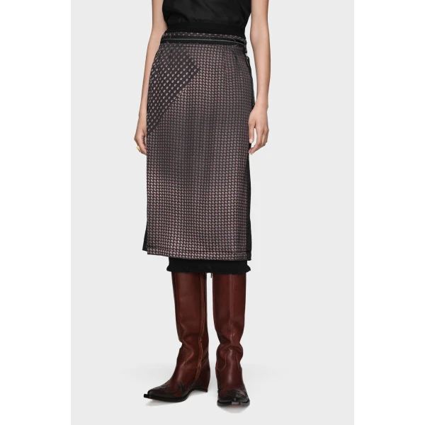 Maison Margiela Paisley Print Midi Skirt in Black | Midi Skirts | Luxury Shoes 