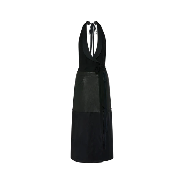 Maison Margiela Patchwork Halterneck Dress in Black | Luxury Shoes 