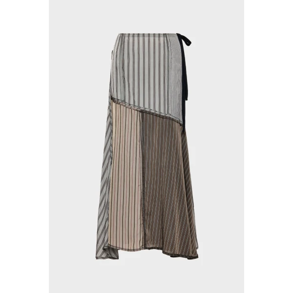 Maison Margiela Patchwork Long Skirt in Brown | Maxi Skirts | Luxury Shoes 