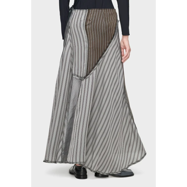 Maison Margiela Patchwork Long Skirt in Brown | Maxi Skirts | Luxury Shoes 
