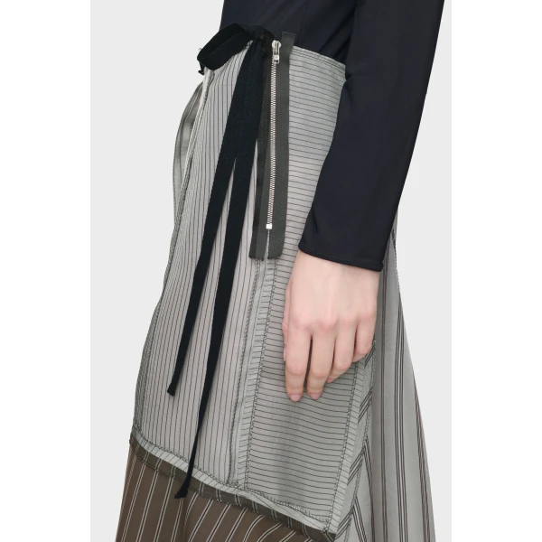Maison Margiela Patchwork Long Skirt in Brown | Maxi Skirts | Luxury Shoes 