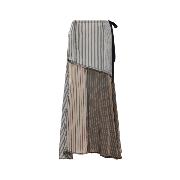 Patchwork Long Skirt in Brown