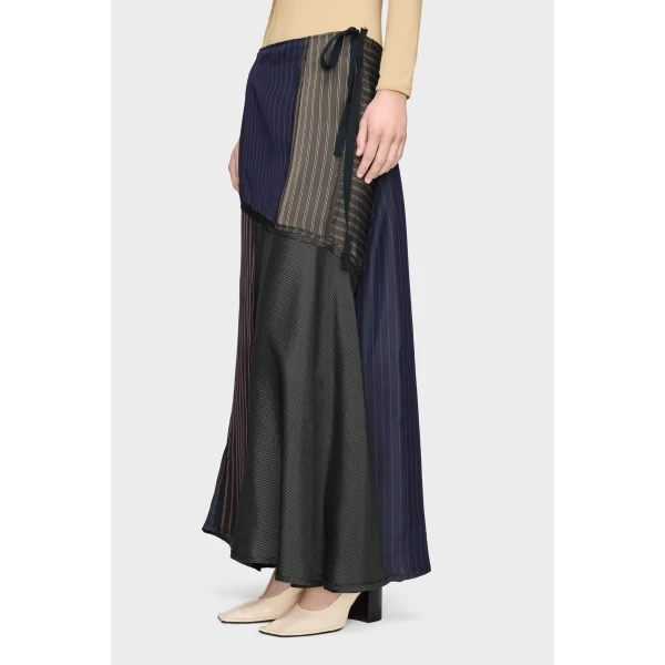 Maison Margiela Patchwork Long Skirt in Mist | Maxi Skirts | Luxury Shoes 