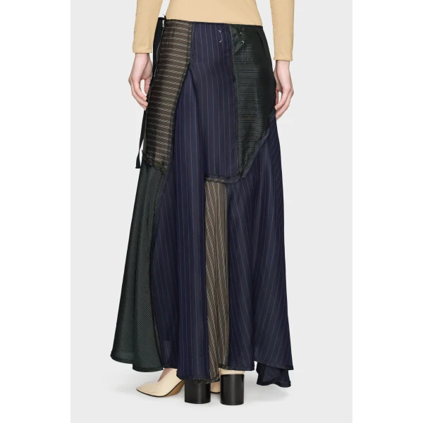 Maison Margiela Patchwork Long Skirt in Mist | Maxi Skirts | Luxury Shoes 