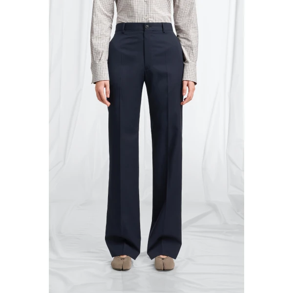 Maison Margiela Pleated Wool Tailored Trousers in Dark Grey | Wide leg pants | Luxury Shoes 