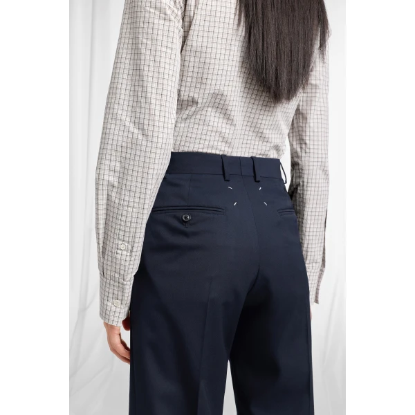 Maison Margiela Pleated Wool Tailored Trousers in Dark Grey | Wide leg pants | Luxury Shoes 