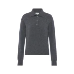 Maison Margiela Polo Knit Top in Dark Grey | Luxury Shoes 
