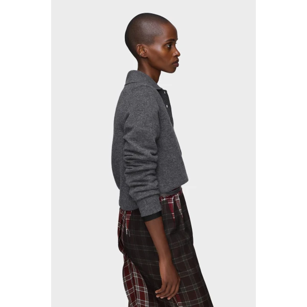 Maison Margiela Polo Knit Top in Dark Grey | Sweaters | Luxury Shoes 