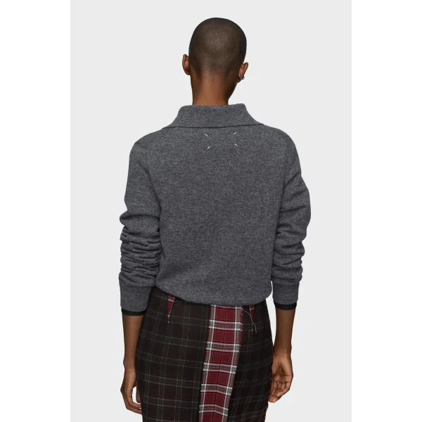 Maison Margiela Polo Knit Top in Dark Grey | Sweaters | Luxury Shoes 