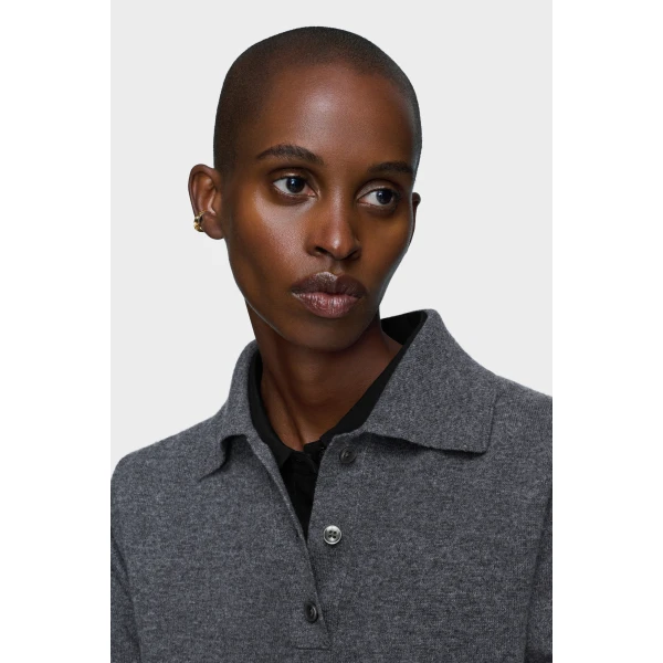 Maison Margiela Polo Knit Top in Dark Grey | Sweaters | Luxury Shoes 