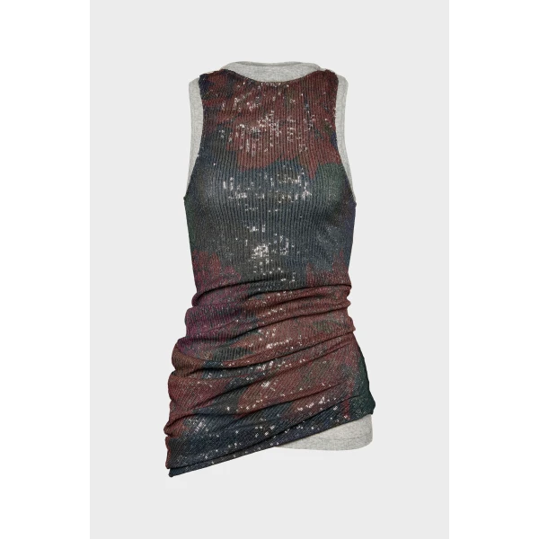 Maison Margiela Printed Draped Top in Mist | Sleeveless | Luxury Shoes 