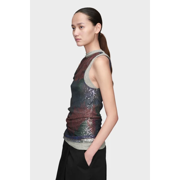 Maison Margiela Printed Draped Top in Mist | Sleeveless | Luxury Shoes 
