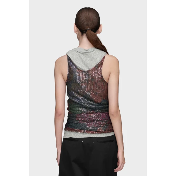 Maison Margiela Printed Draped Top in Mist | Sleeveless | Luxury Shoes 