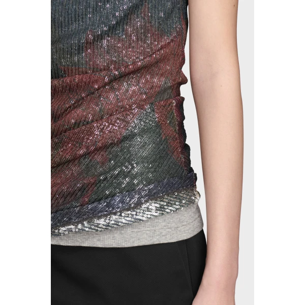 Maison Margiela Printed Draped Top in Mist | Sleeveless | Luxury Shoes 