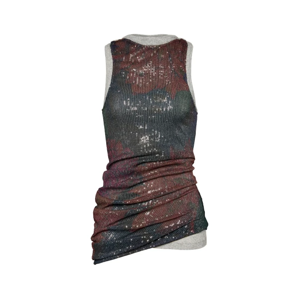 Maison Margiela Printed Draped Top in Mist | Luxury Shoes 