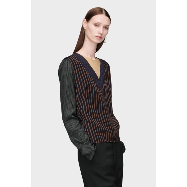 Maison Margiela Printed Long-Sleeve Top in Blue and Black | Long Sleeve | Luxury Shoes 