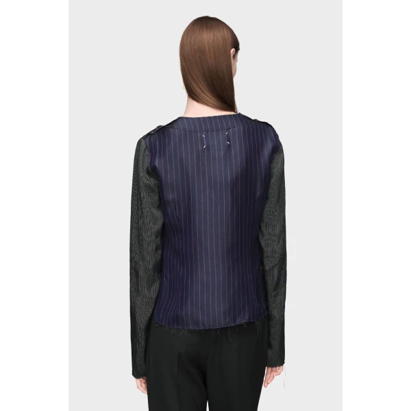 Maison Margiela Printed Long-Sleeve Top in Blue and Black | Long Sleeve | Luxury Shoes 