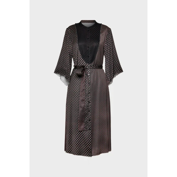 Maison Margiela Printed Midi Shirt Dress in Black | Midi Dresses | Luxury Shoes 
