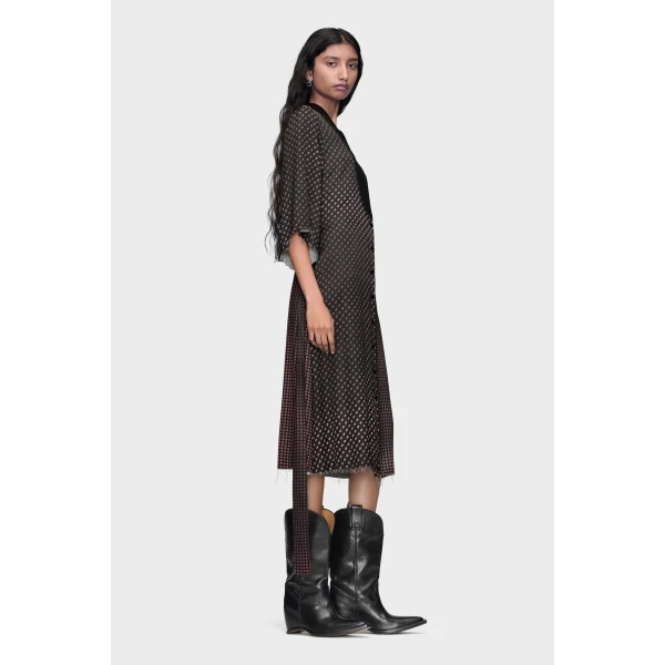 Maison Margiela Printed Midi Shirt Dress in Black | Midi Dresses | Luxury Shoes 