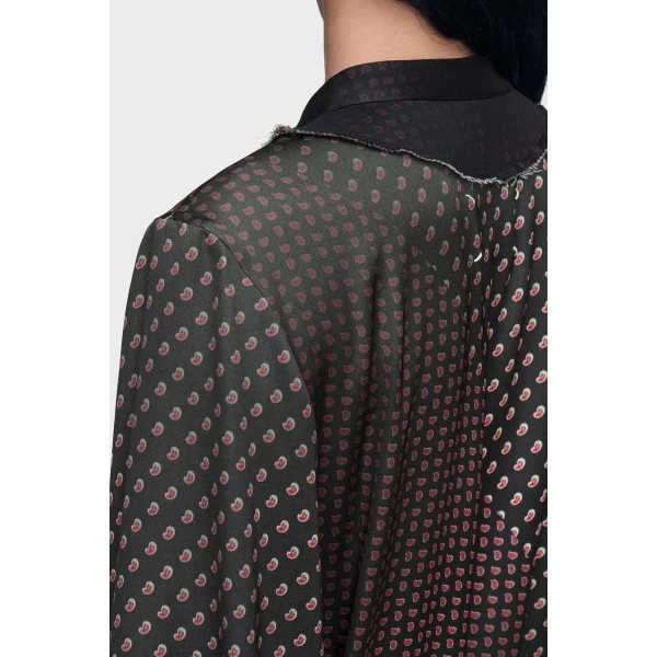 Maison Margiela Printed Midi Shirt Dress in Black | Midi Dresses | Luxury Shoes 