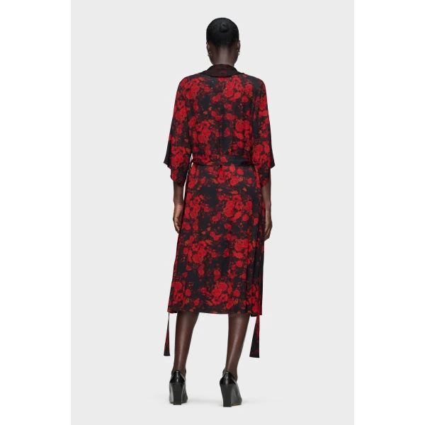 Maison Margiela Printed Midi Shirt Dress in Red | Midi Dresses | Luxury Shoes 