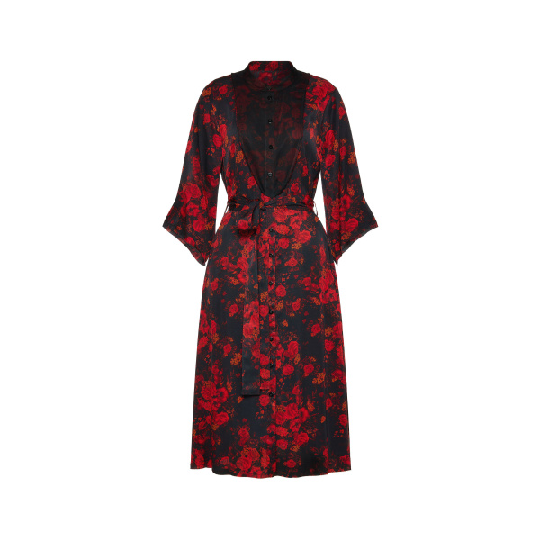 Maison Margiela Printed Midi Shirt Dress in Red | Luxury Shoes 