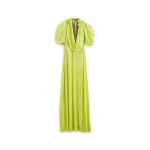 Maison Margiela Puff-Sleeve Velvet Cowl Maxi Dress in Lime Green | Luxury Shoes 