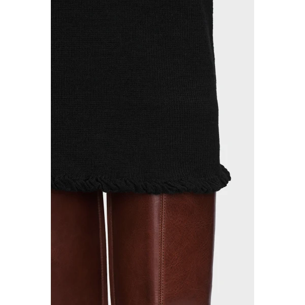 Maison Margiela Ribbed Wool Midi Skirt in Black | Midi Skirts | Luxury Shoes 