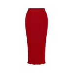 Maison Margiela Ribbed Wool Midi Skirt in Red | Luxury Shoes 