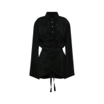 Maison Margiela Ruched Wrap Shirt in Black | Luxury Shoes 