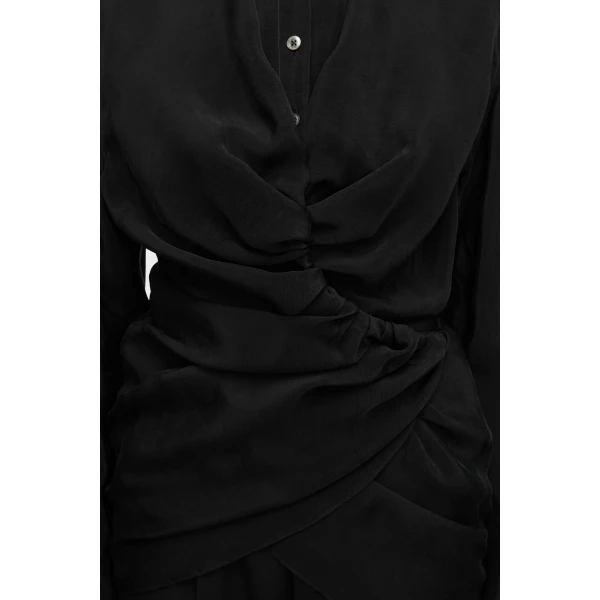 Maison Margiela Ruched Wrap Shirt in Black | Shirts | Luxury Shoes 