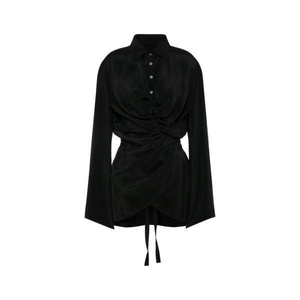 Maison Margiela Ruched Wrap Shirt in Black | Luxury Shoes 