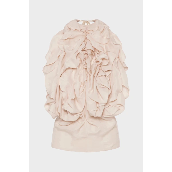 Maison Margiela Ruffle Halter Top in Sand | Sleeveless | Luxury Shoes 