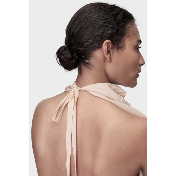 Maison Margiela Ruffle Halter Top in Sand | Sleeveless | Luxury Shoes 