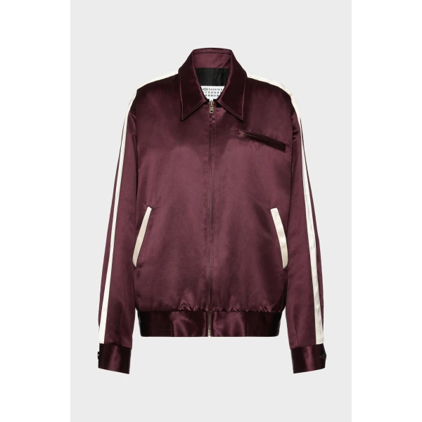 Maison Margiela Satin Bomber Jacket in Bordeaux | Jackets | Luxury Shoes 