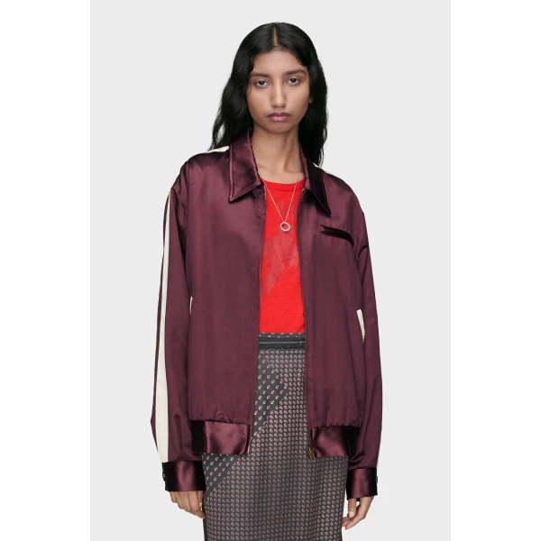 Maison Margiela Satin Bomber Jacket in Bordeaux | Jackets | Luxury Shoes 