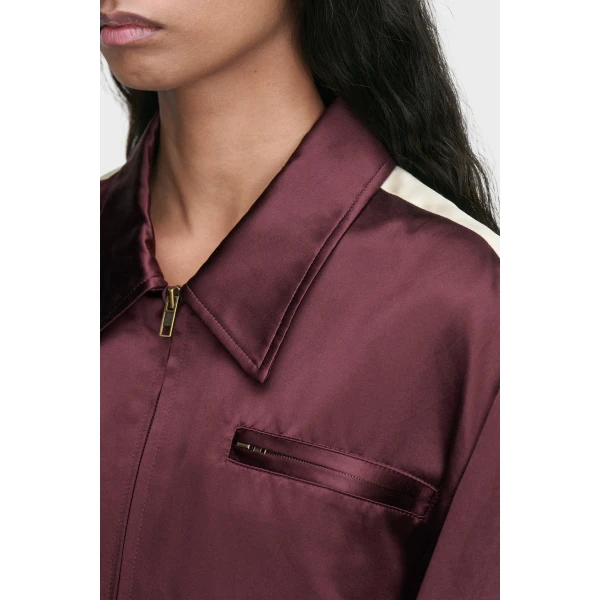 Maison Margiela Satin Bomber Jacket in Bordeaux | Jackets | Luxury Shoes 
