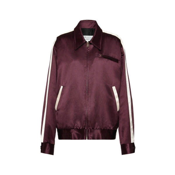 Maison Margiela Satin Bomber Jacket in Bordeaux | Luxury Shoes 