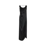 Maison Margiela Satin Draped Maxi Dress in Black | Luxury Shoes 