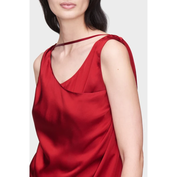 Maison Margiela Satin Draped Maxi Dress in Bordeaux | Maxi Dresses | Luxury Shoes 