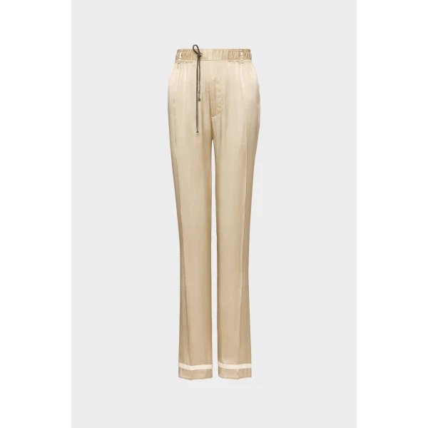 Maison Margiela Satin Drawstring Trousers in Pink Beige | Wide leg pants | Luxury Shoes 