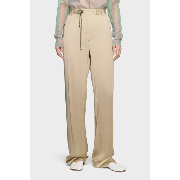 Maison Margiela Satin Drawstring Trousers in Pink Beige | Wide leg pants | Luxury Shoes 
