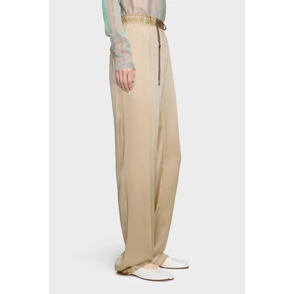 Maison Margiela Satin Drawstring Trousers in Pink Beige | Wide leg pants | Luxury Shoes 