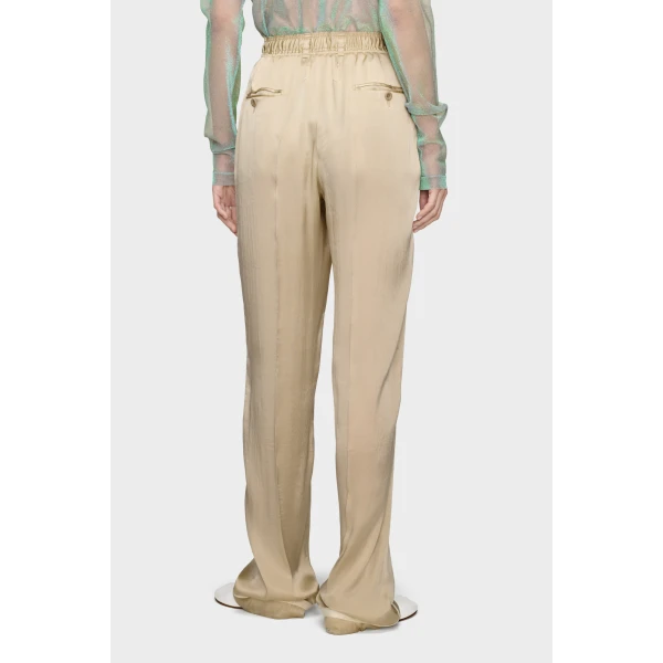 Maison Margiela Satin Drawstring Trousers in Pink Beige | Wide leg pants | Luxury Shoes 