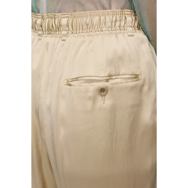 Maison Margiela Satin Drawstring Trousers in Pink Beige | Wide leg pants | Luxury Shoes 