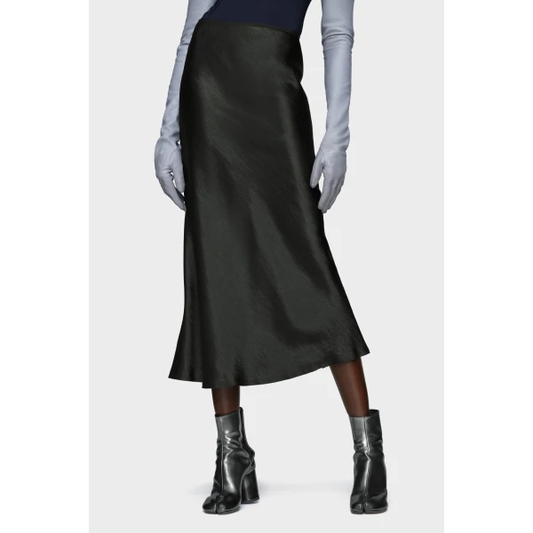 Maison Margiela Satin Midi Skirt in Black | Midi Skirts | Luxury Shoes 