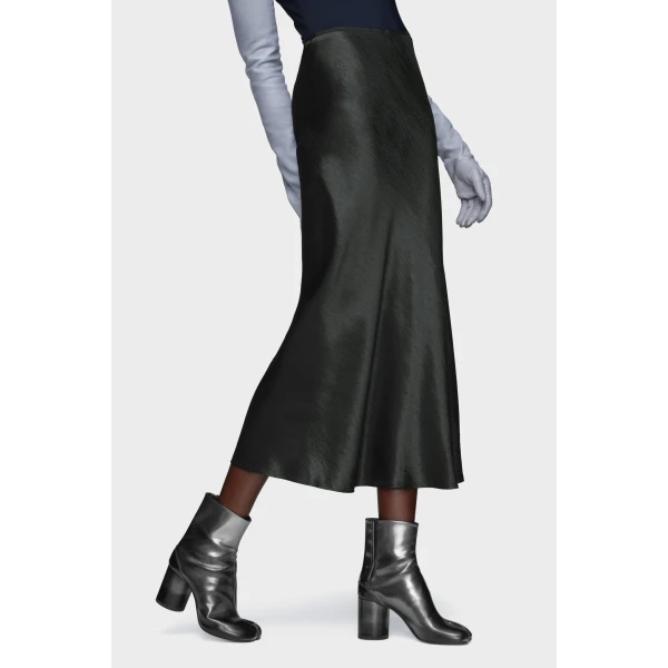 Maison Margiela Satin Midi Skirt in Black | Midi Skirts | Luxury Shoes 
