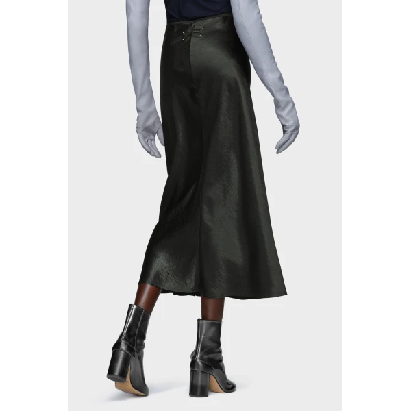Maison Margiela Satin Midi Skirt in Black | Midi Skirts | Luxury Shoes 
