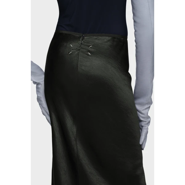 Maison Margiela Satin Midi Skirt in Black | Midi Skirts | Luxury Shoes 