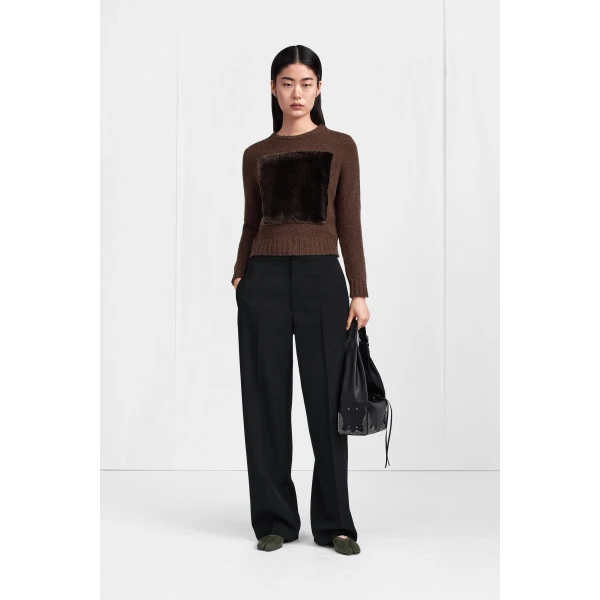 Maison Margiela Satin-Waist Virgin Wool Tuxedo Trousers in Black | Wide leg pants | Luxury Shoes 